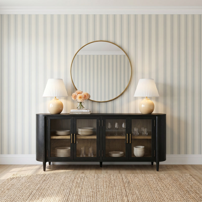 Cathay 82'' Solid Wood Sideboard, Black