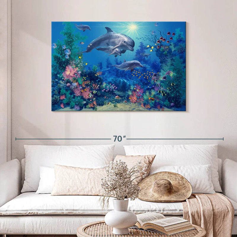 Aletra la famille des dauphins, H 30 po x l 45 po