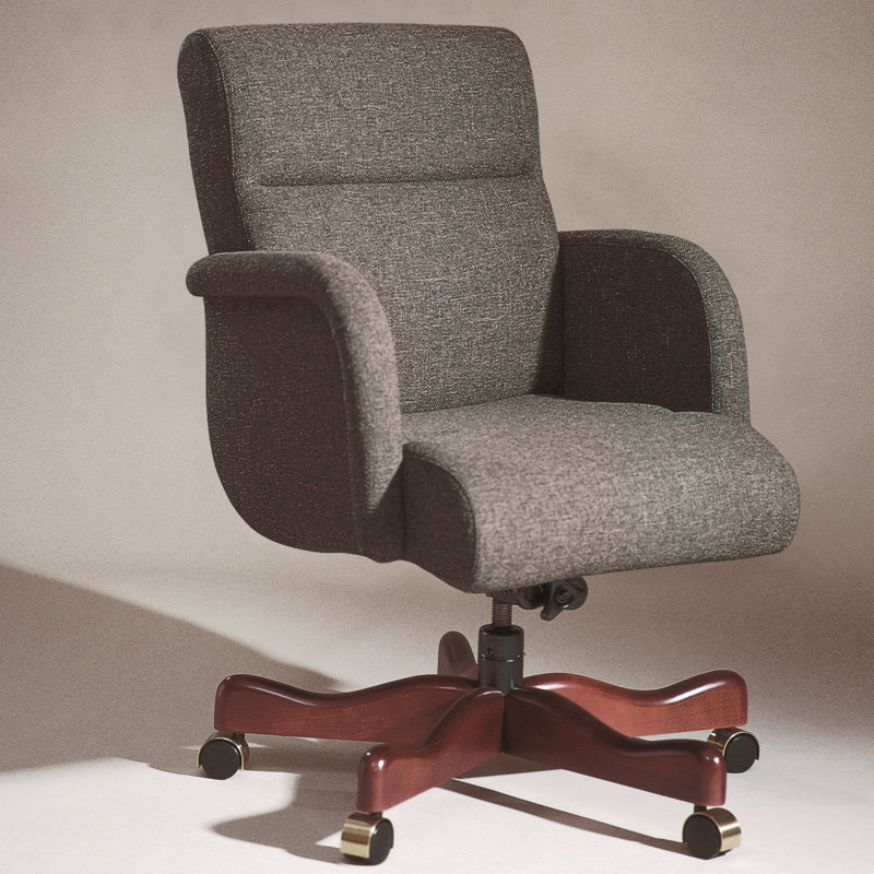 Genuine Leather Executive Chair, Burgandy, Walnut, Tilt Lock Not Included