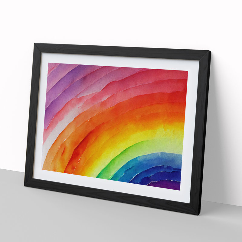 Watercolour Rainbow Vol.3 Abstract - Single Picture Frame Print, Black, 46cm H x 64cm W
