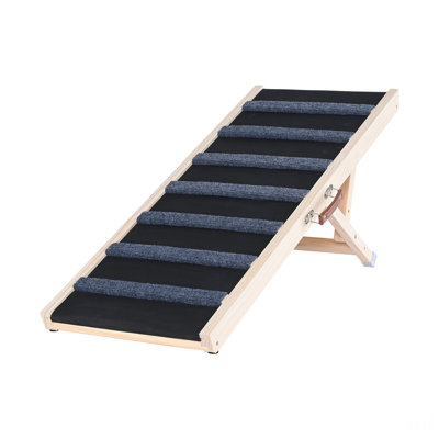 Dog Ramp, Folding Pet Ramp For Bed, Adjustable Dog Ramp For Small, Large, Old Dogs & Cats, Wooden Pet Ramp With 39.3" Long Ramp, Adjustable From 15" To 22", Suitable For Couch, Sofa, Car