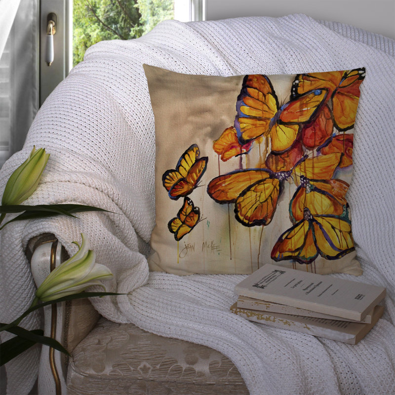 Coussin décoratif intérieur/extérieur papillons, H 18 po x l 18 po x P 5,5 po