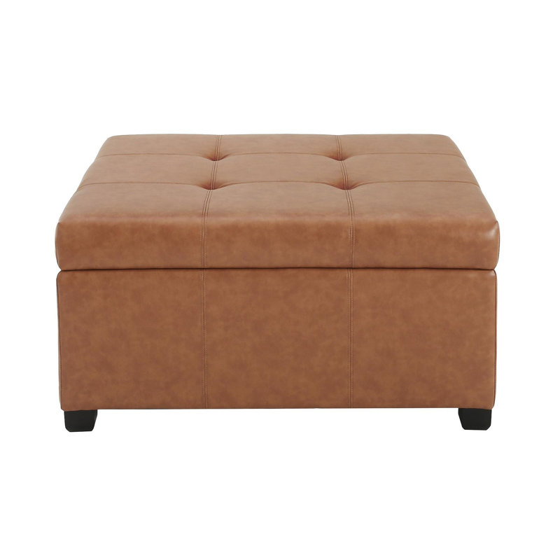 Repose-pieds capitonné en similicuir CARLSBAD, brun cognac
