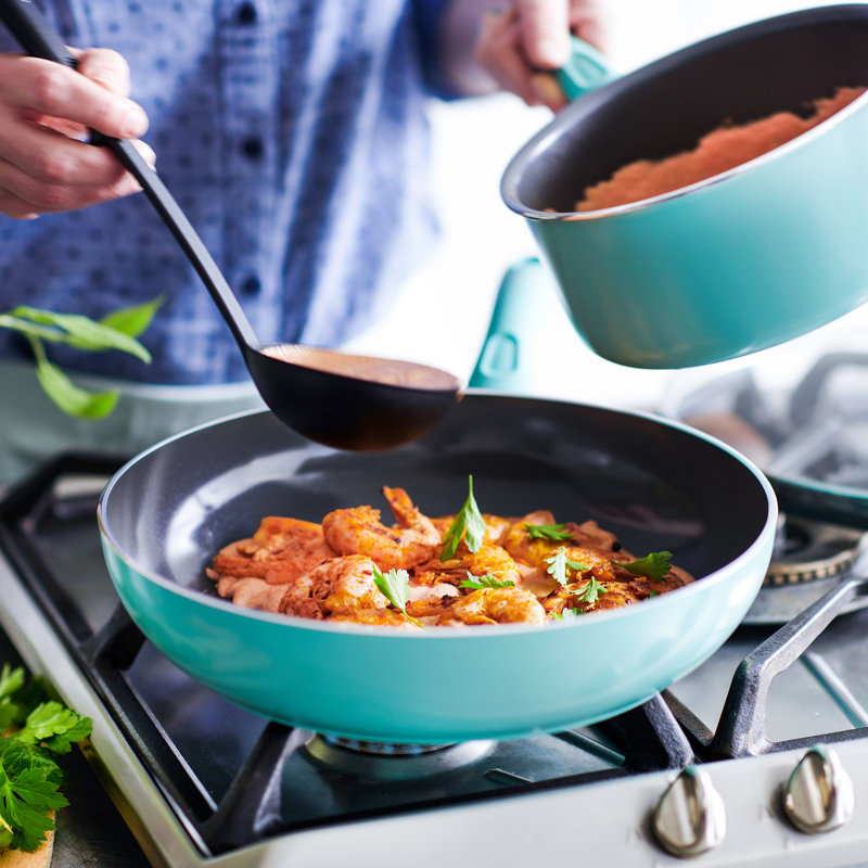 Turquoise Aluminum Non-stick 13-Piece Cookware Set