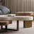 Maville 3 Piece Modern Cloud-Shaped Irregular Wood Nesting Coffee Table Set, Mid-Century Living Room Center Table in Creamy White and Walnut for Living Room Lounge Office
