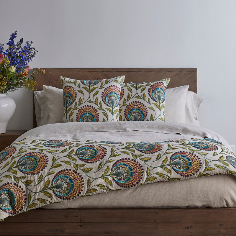 Linen Duvet Cover Set, Natural, Queen Duvet Cover + 2 Standard Shams