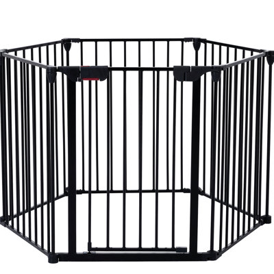150" Metal Gate. 6 Panels Play Yard Fence For Fireplace, Christmas Tree, Stairs, House. Adjustable, Configurable Adjustable Fireplace. Tree House Area
