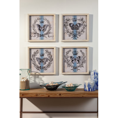 Art inspiré de la nature, ensemble de 4 papillons royaux encadrés