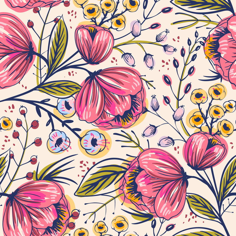 Rouleau de papier peint Pontiac Poppy Flowers, L 16,67 po x l 25 po