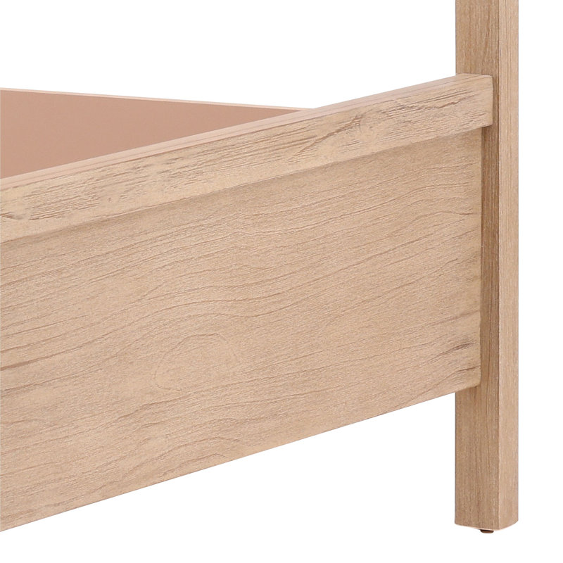 Emmalyn Solid Pine Wood Panel Bed, Everest Cream, Eastern King, Queen, Light Brown