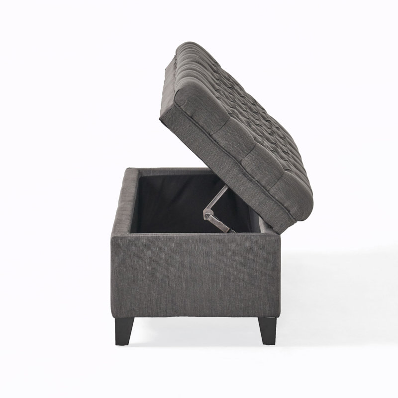 Banc de rangement rembourré en polyester Twania, Gris