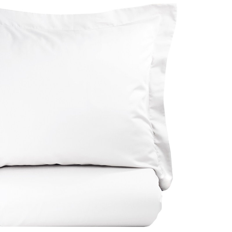Austri Sateen Duvet Cover, White, Queen Duvet Cover + 2 Standard Shams