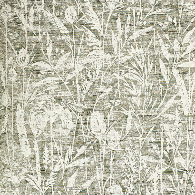 Violet Grasses Fabric, Moss