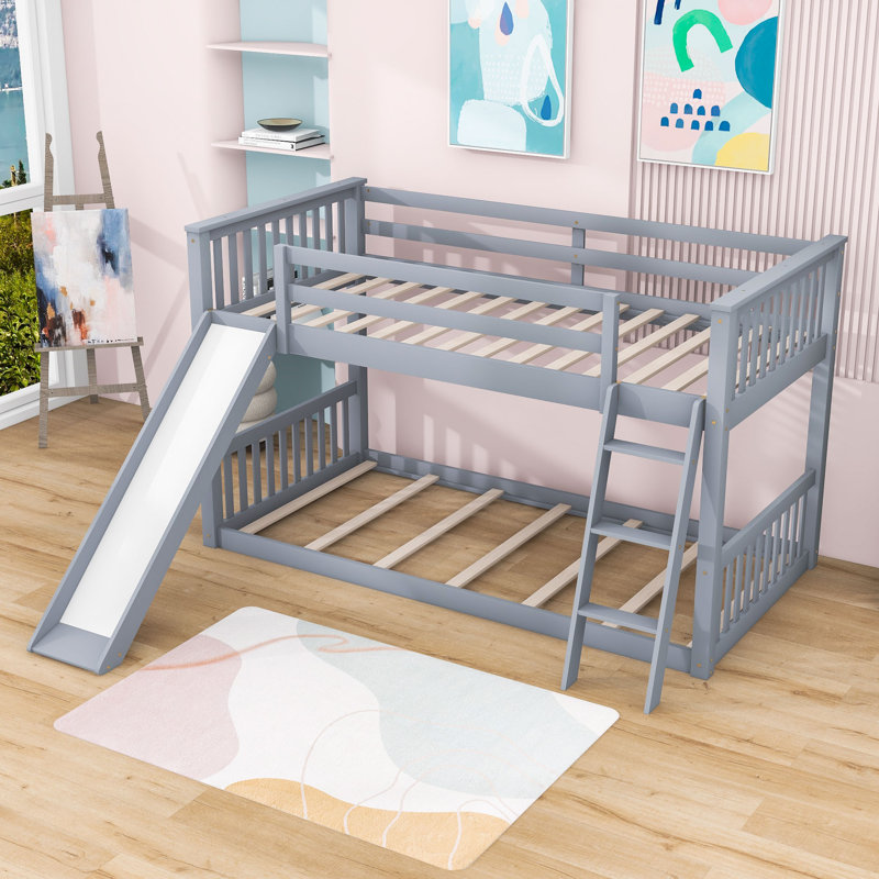 Estilla Twin over Twin Bunk Bed with Slide, Grey