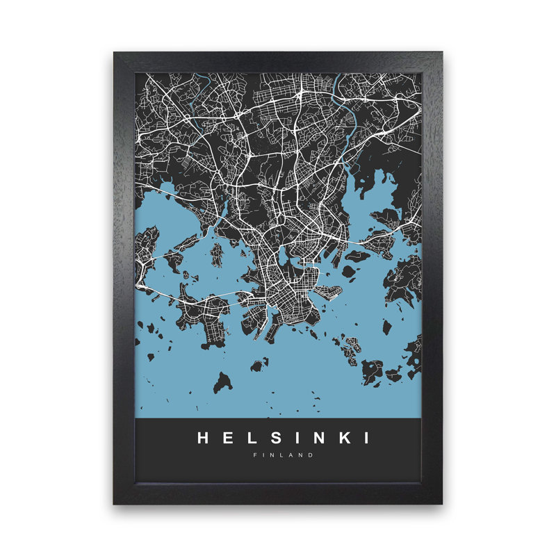 Helsinki - Print, Black Paper, 63cm H x 46cm W x 3cm D