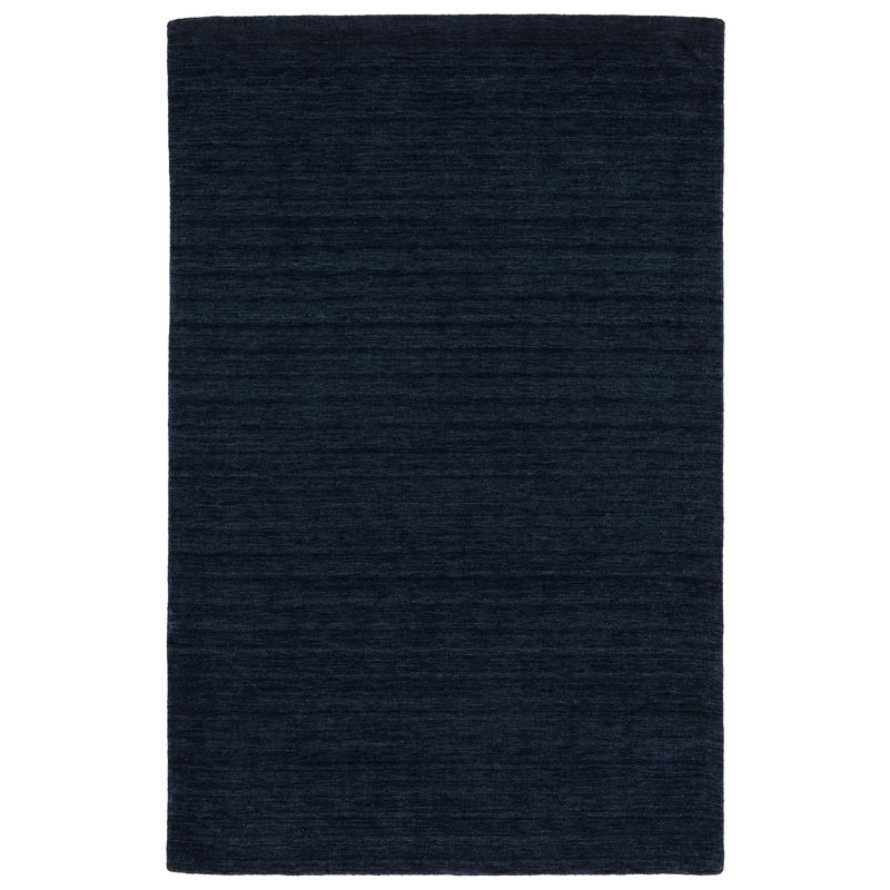 Tapis bleu marine en laine touffeté à la main Yolandi, Rectangle 6 pi x 9 pi