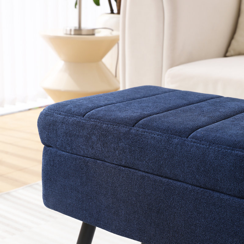 Banc de rangement rembourré Vondale, Bleu marine
