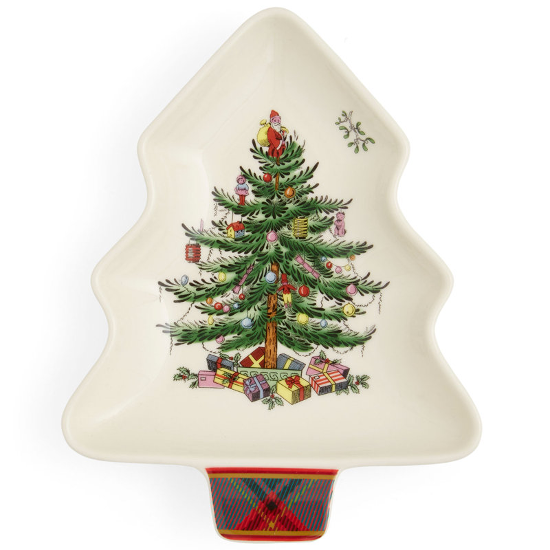 Spode Christmas Tree Tartan Spoon Rest 7"