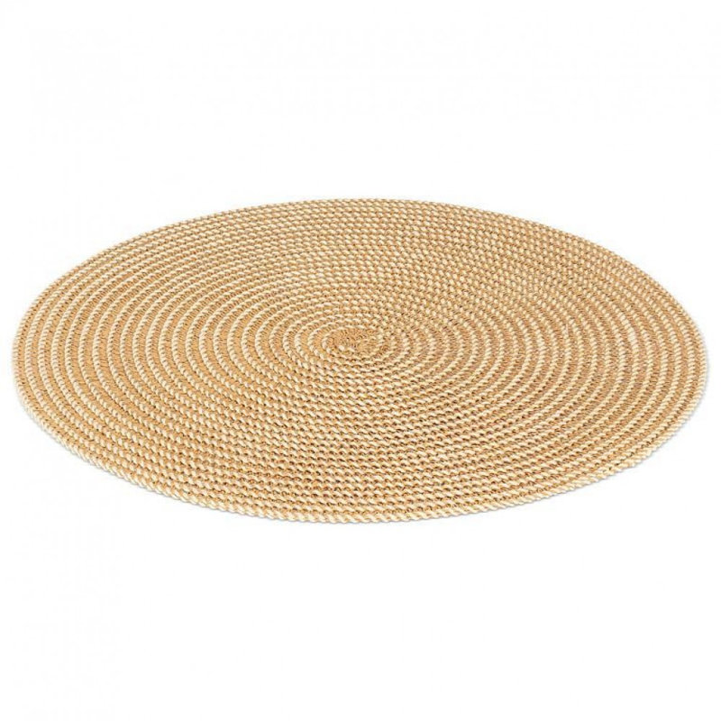 Napperon rond doux brun clair et ivoire, Tan/Ivory