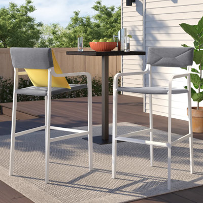 Raleigh Outdoor Patio Aluminum Bar Stool Set of 2