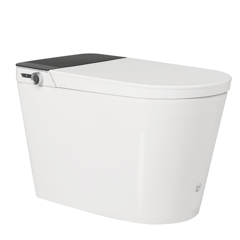 Smart Bidet Toilet With Design, Auto Open & Close Lid, Wider Bidet, Warm Water Wash And Dry, Foot Sensor For Lid Flush, Led Indicator, Remote Control, White Color. Various Fountain Washing Modes, 5 -