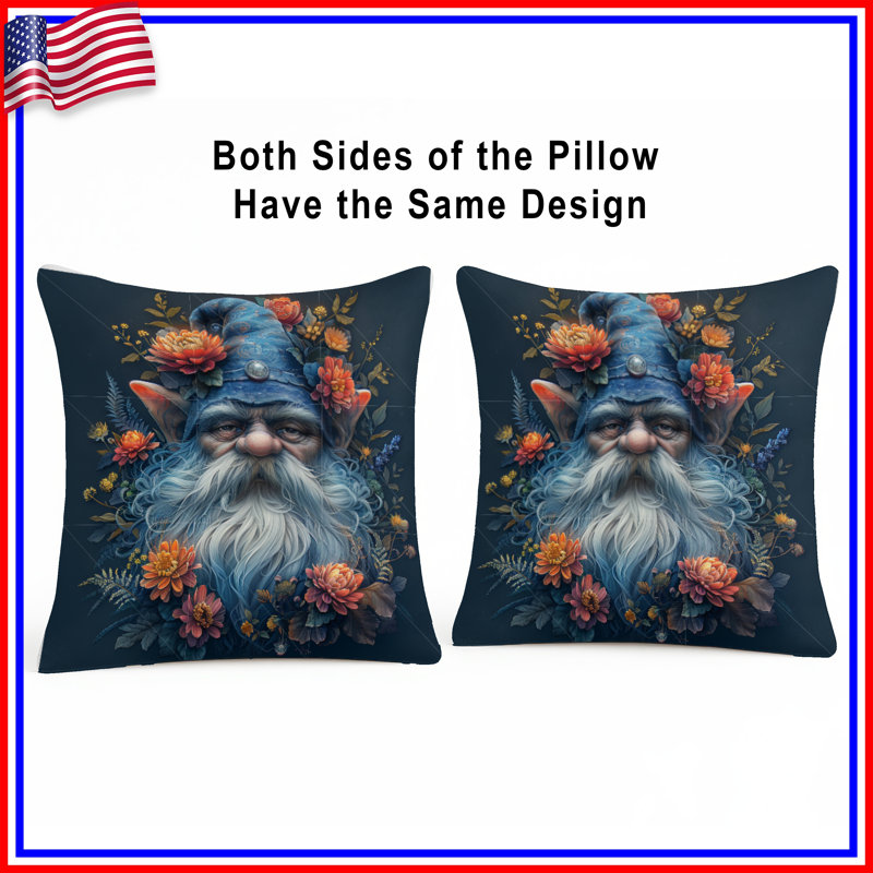 Coussin décoratif Gnome, coussins double face fantaisie, 20 po x 20 po