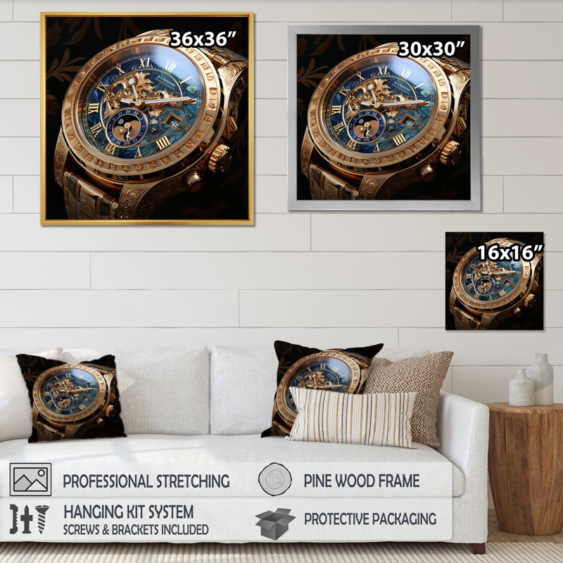 Luxury Luxury Golden Precision - reproduction sur toile, Cadre flottant doré, H 30 po x l 30 po x P 1 po