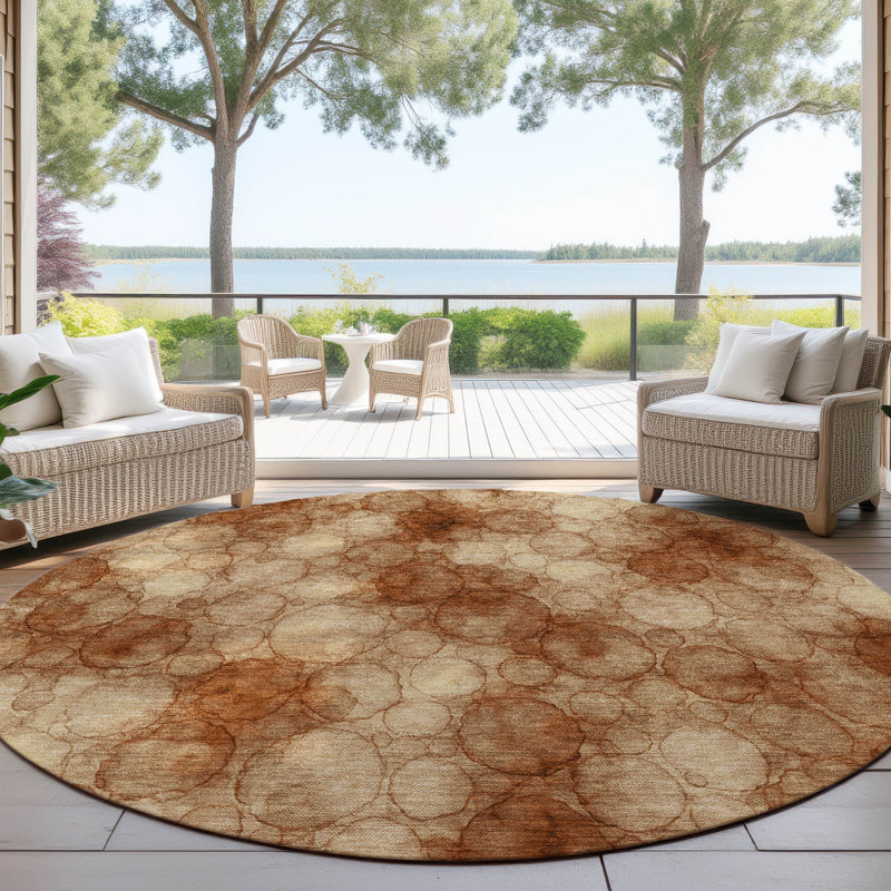 Machine Washable Indoor/Outdoor Chantille ACN2424 Abstract Rug, Round 8'