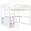 Lit mezzanine double en blanc avec bureau, tablettes et tiroirs - Pièce de chambre fonctionnelle et robuste-1902049701-1902049700
