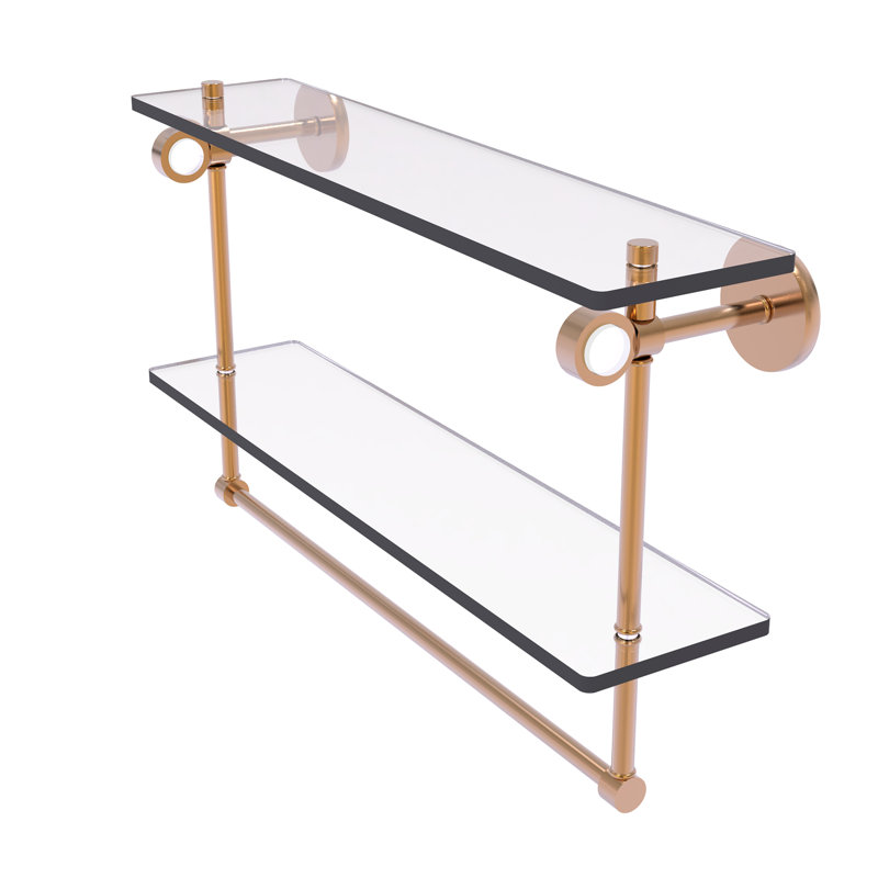 Tablette murale en verre double meuble-lavabo Margolis, H 12,8 po x l 22 po x p 5,6 po, Bronze brossé