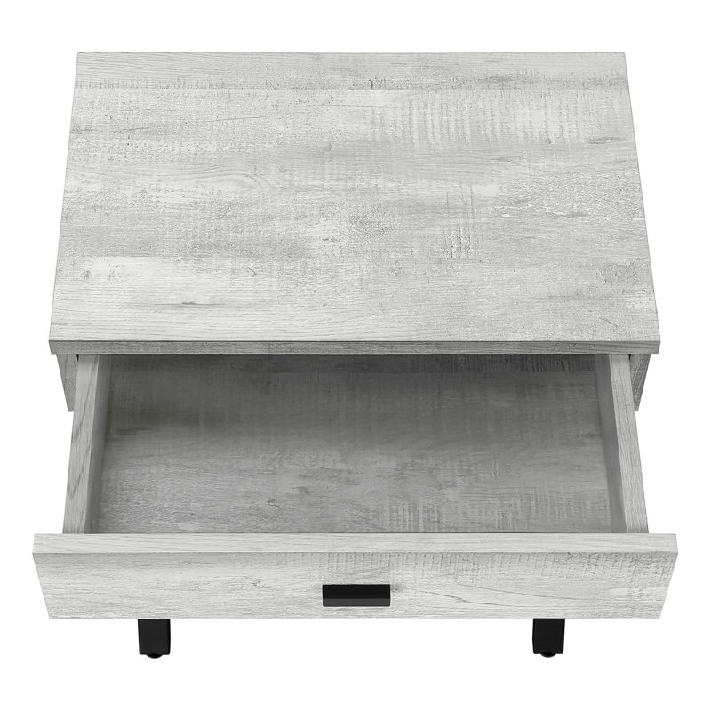 Side Table with Metal X Base Frame, Gray, Silver