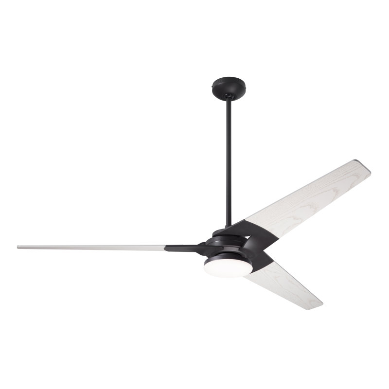 Torsion LED Downrod Ceiling Fan, Dark Bronze, Whitewash, Handheld Remote