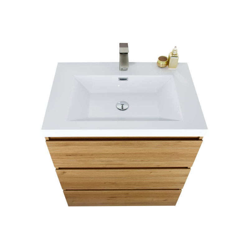 Ensemble de meuble-lavabo simple 29 po Ninel, Chêne naturel