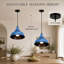 Luminaire suspendu dôme en métal bleu vieilli, lampe suspendue à 1 lumière avec auvent noir, cordon réglable et ampoule E26 chaude incluse