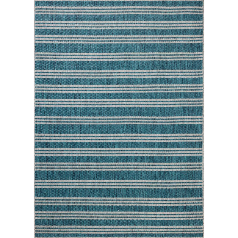 Loloi Easton Teal / Fog Indoor / Outdoor Area Rug, Rectangle 4' x 6'