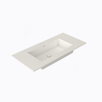 Lavabo de salle de bain à surface solide en pierre de pierre