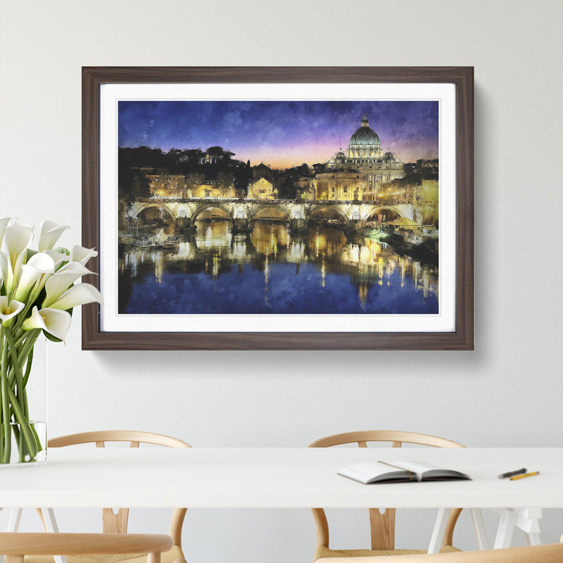 St. Peter's Basilica in Rome Italy - Picture Frame Graphic Art Print, 24cm H x 33cm W x 2cm D, Walnut Framed