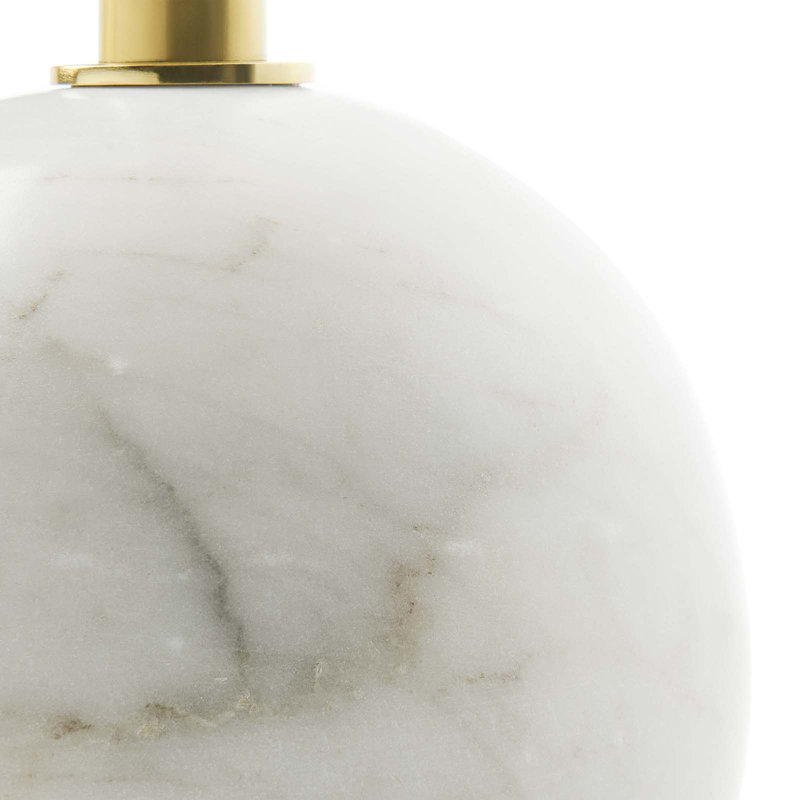 Round White Marble and Brass Side Table with Iron Pedestal