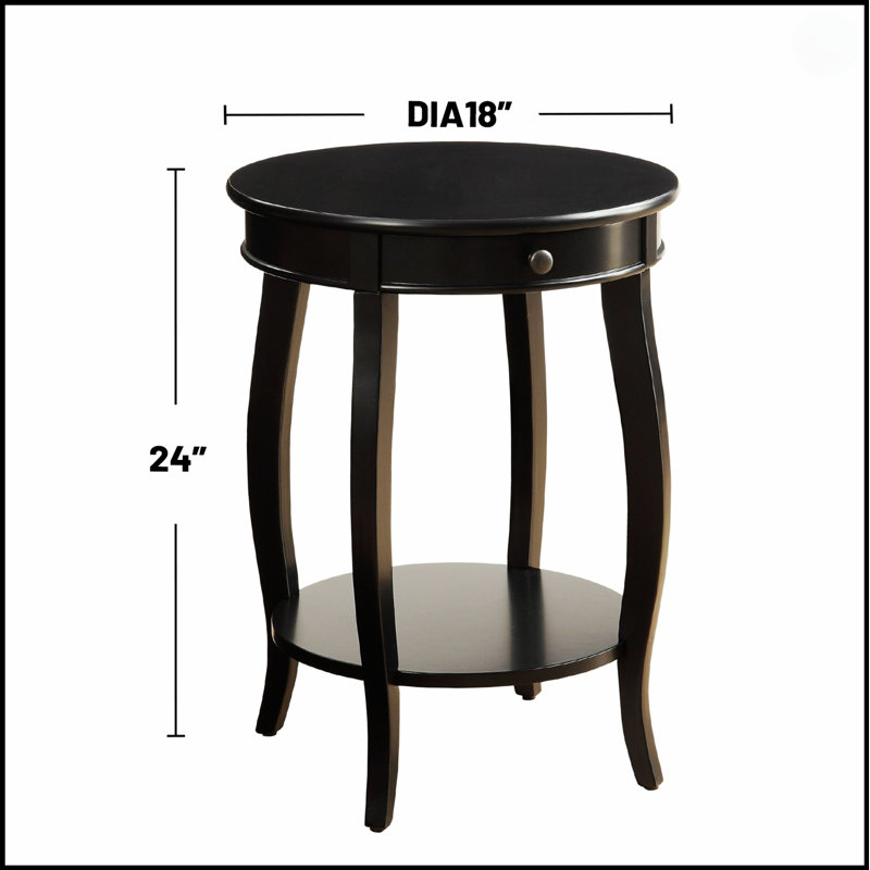 Table d'appoint ronde avec 1 tiroir et rangement ouvert, alliant élégance classique et fonctionnalité moderne