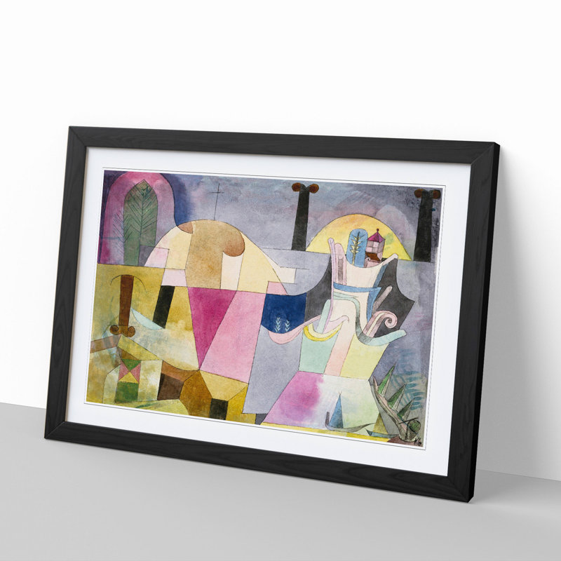 Black Columns in a Landscape by Paul Klee - Picture Frame Painting, 48cm H x 65cm W x 2cm D, Black Framed