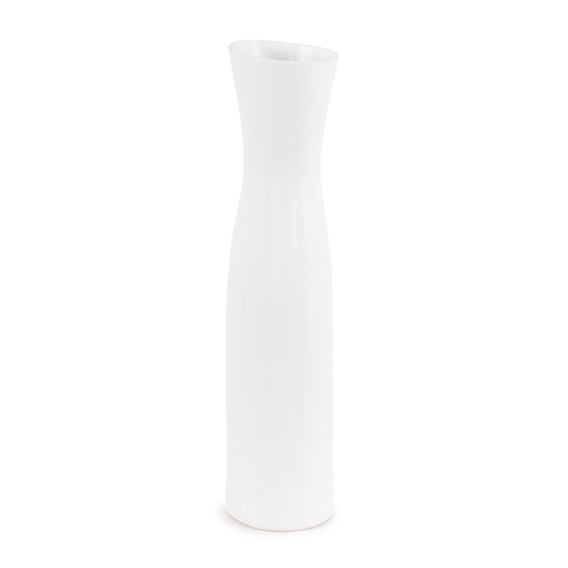 Larek Asymmetrical White Contemporary Ceramic Tall Vase