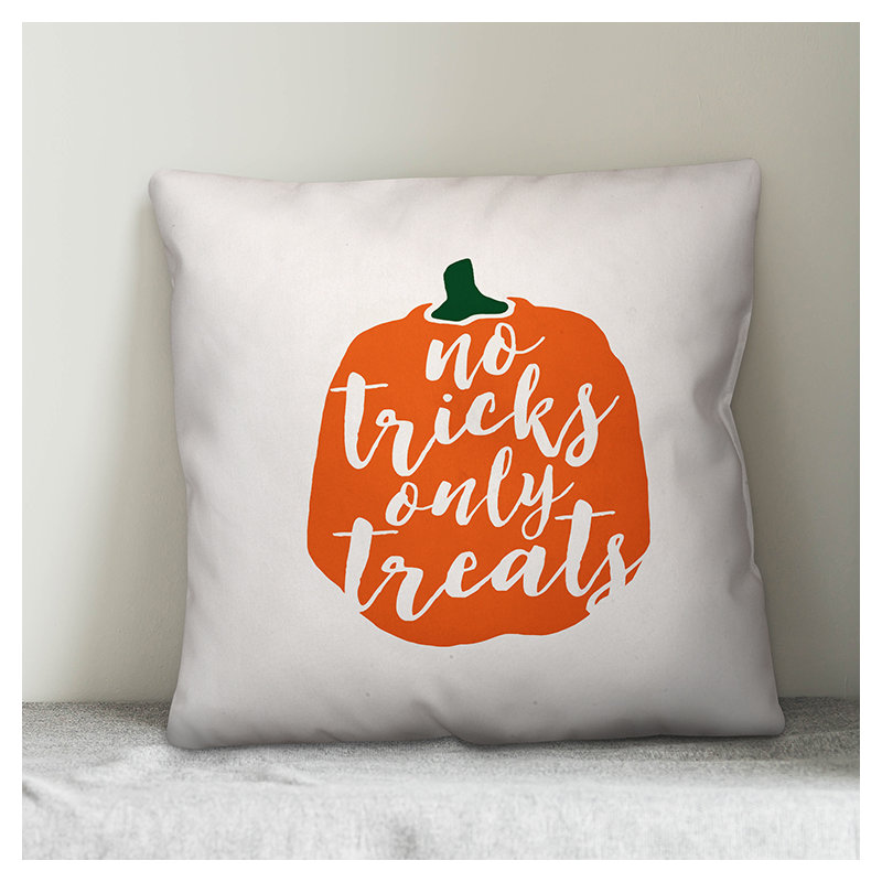 No Tricks Only Treats Throw Pillow, Indoor