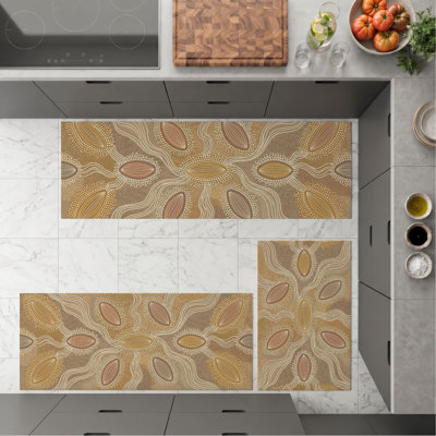 Botanical Paisley Non-Slip Washable Kitchen Mats