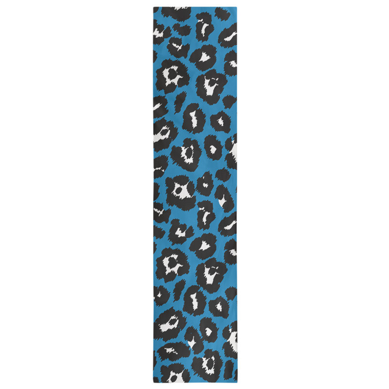 Animal Print Table Runner, 72" x 16", Blue/Black/White