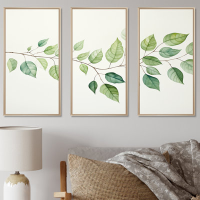 Feuilles vertes, charme minimaliste - ensemble d'art mural feuilles
