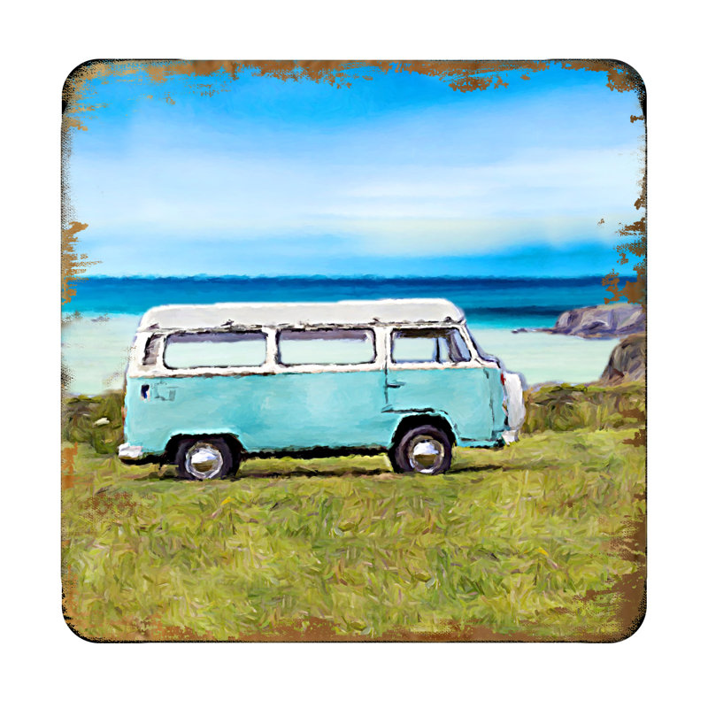 Wood Square 4 Piece Coaster Set