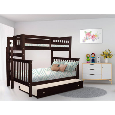 Treva Twin over Full Solid Wood Standard Bunk Bed with Trundle -  Harriet Bee, 6634679B4D744D91B6051CADEEE1CCD5