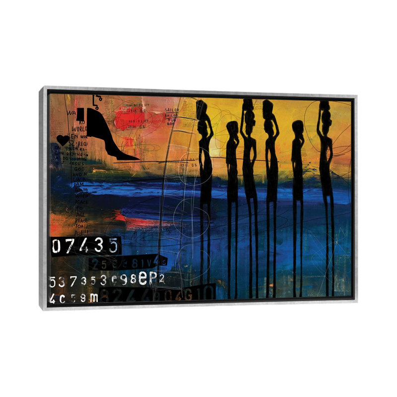 Tribes Men par Nikki Chu - imprimé, Encadrement argenté, H 26 po x l 40 po x 1,5 po