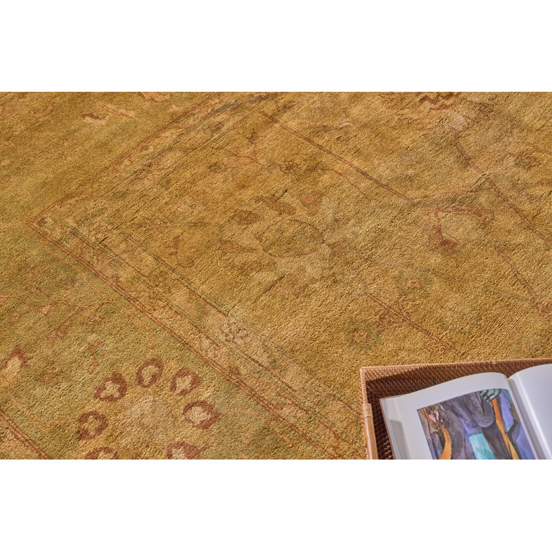 Handmade Red Floral Wool Rectangular Area Rug 11'9" x 14'4"