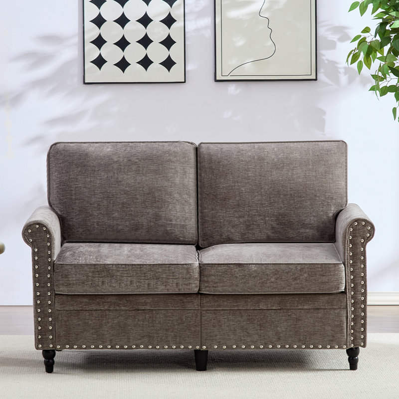Canapé à 2 places avec coussins détachables Chenille Rivet Decor